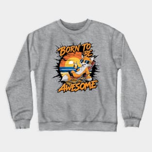 vector illustration fox wearing sunglasses and lounging on a beach chair. (2) Crewneck Sweatshirt